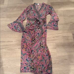 Pink Paisley Wrap Dress